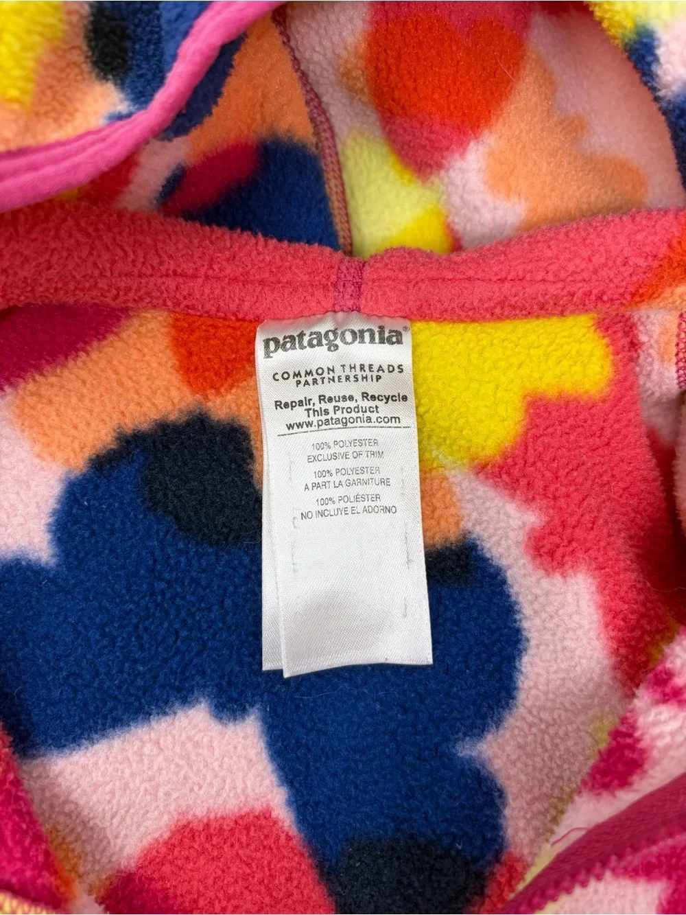 Patagonia Butterfly Print Synchilla Fleece Jacket Hood Size 5T Toddler Full Zip